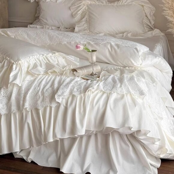 Beige Ruffle Duvet Set - Picture 1 of 9